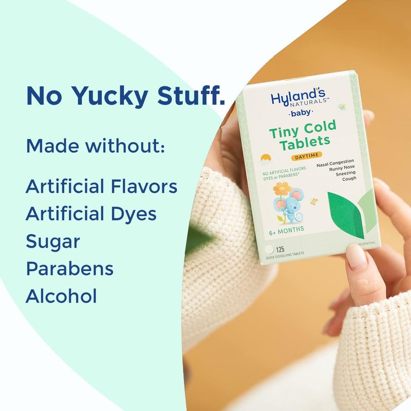 Hyland's Naturals Baby Tiny Cold Tablets - 125 Quick-Dissolving Tablets for Cold Relief - Image 4